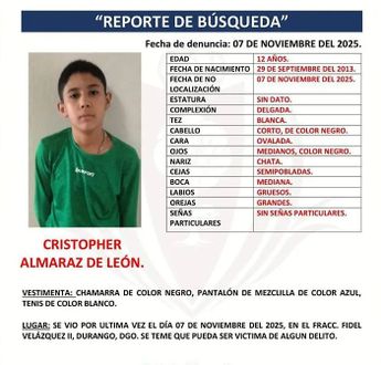 Cristopher Almaraz de León, vestía chamarra negra, pantalón de mezclilla azul y tenis blancos. | Foto Especial.