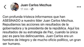 Conoce el mensaje de Facebook a través del cual se informó la muerte del ex edil de Zongolica, Veracruz / Redes sociales
