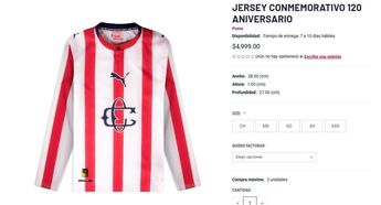 El Jersey de Chivas está disponible en diversas tallas. | Foto: Tienda Chivas