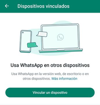 Presiona en "Vincular dispositivos" para abrir la cámara y escanear el código QR