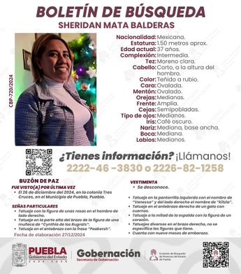 Por Sheridan Balderas se ha emitido una ficha de búsqueda este 27 de diciembre / Cortesía