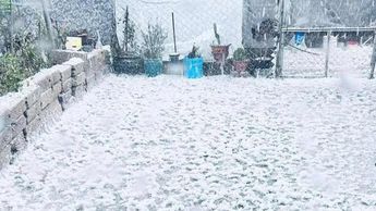 Calles de Cuautitlán quedaron tapadas de blanco luego de que se reportó la caída abundante de granizo durante la lluvia de esta tarde. | Juan Camacho