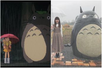 Igual que en la película: Abuelitos construyen estatua de Totoro en parada de autobús