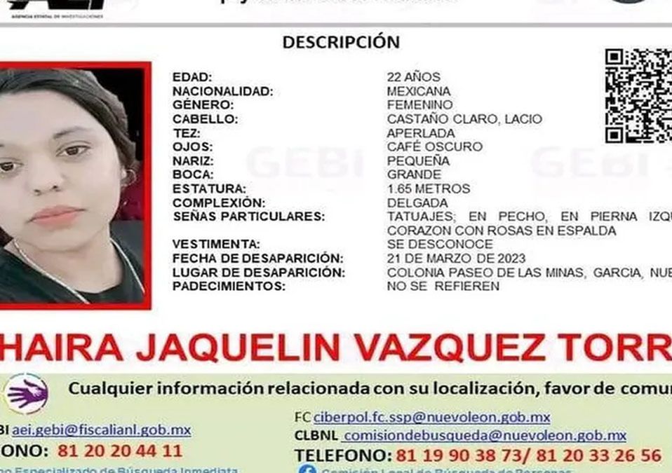 Buscan a Jahaira Jaquelín, desaparecida en García, NL