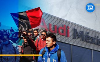El Sitaudi inició la huelga en la planta de Audi México en Puebla / Melanie Torres / Agencia Es Imagen / Diseño Óscar Ávila