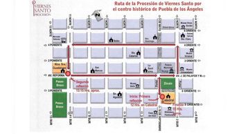 Así será el recorrido de la Procesión de Viernes Santo con las paradas de reflexiones hasta regresar a la Catedral de Puebla | Especial