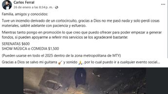Esta fue la publicación que hizo Carlos Ferral en Facebook. | Especial
