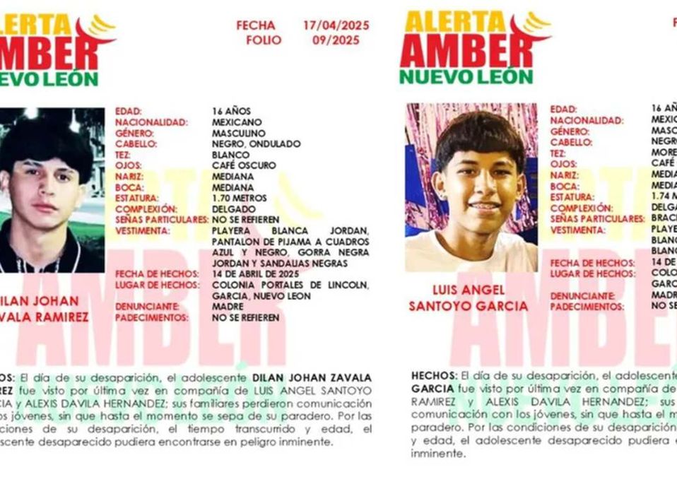 Fiscalía de Justicia de Nuevo León busca a los jóvenes desaparecidos. | Cortesía