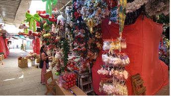 Comerciantes del Tianguis Navideño en el parque El Refugio exhiben su variedad de adornos  | Foto: Roberto Hurtado