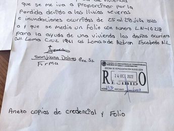 Carta de Sanjuana a la Secretaría de Desarrollo Agrario, Territorial y Urbano. | Sandra González