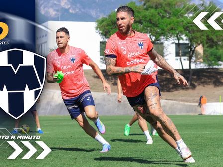 Sergio Ramos en el entrenamiento del Monterrey