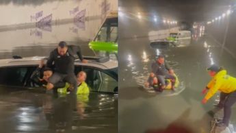 Policías en operativo por inundaciones en CdMx