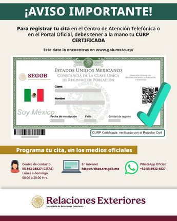 La CURP es indispensable para agendar una cita para el pasaporte. | Gobierno de México