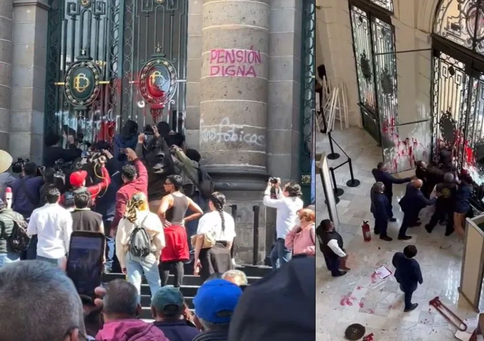 Manifestantes entran al Congreso de la CdMx por la fuerza; hacen pintas y rompen vidrios