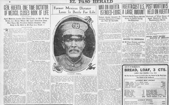 El diario El Paso Herald destacó en su portada del viernes 14 de enero de 1916 la muerte de Victoriano Huerta. | Cortesía