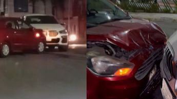 La camioneta de Konan Big sufrió daños leves tras el choque. | Especial