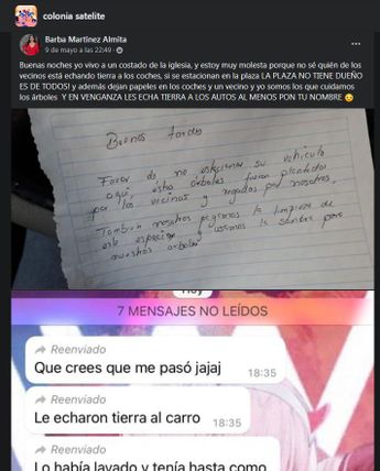Vecinos ensucian coche por estacionarse en plaza pública