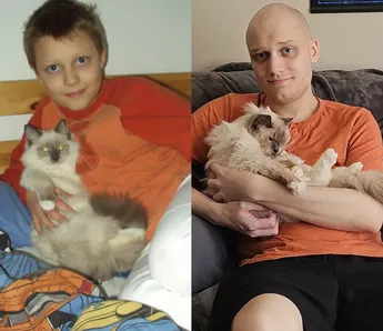 Hombre recrea fotografía de hace 20 años junto a su gato / Especial