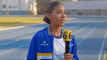 Fraya Medina habla sobre su preparación deportiva durante entrevista en la pista de atletismo. | Kevin Hernandez