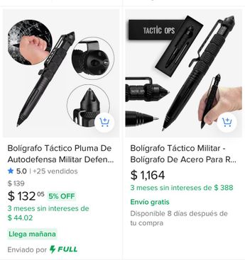 Algunos de los bolígrafos también funcionan para romper vidrios al ser tipo militar / Especial