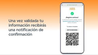 Así luce la confirmación de registro a la Tarjeta Única. | Gobierno de Jalisco
