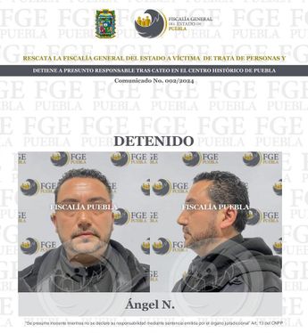 Ángel N. fue el hombre detenido como presunto tratante en el Barra Beer de Puebla / FGE