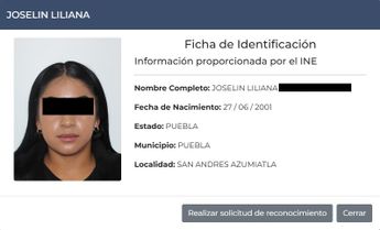 Su ficha de identificación indica que Joselin nació en el 2001 en Puebla / Cortesía