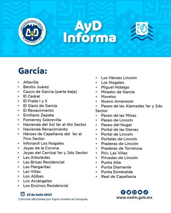 Comunicado de Agua y Drenaje de Monterrey. | Cortesía