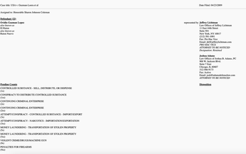 Registro de Ovidio Guzmán en el Buró Federal de Prisiones.
