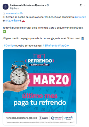 Último día para realizar el pago de la tenencia en Querétaro
