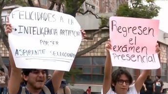 Estudiantes que no fueron seleccionados por la UNAM en el reciente examen de ingreso piden justicia por fraude con IA. | Telediario