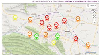 Seis de las 15 estaciones de monitoreo ambiental se tiñeron de rojo al corte de las 7:00 horas. | Cortesía