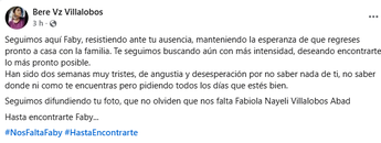 La familia de Fabiola Nayeli pide apoyo para dar con la ubicación de la joven | Especial