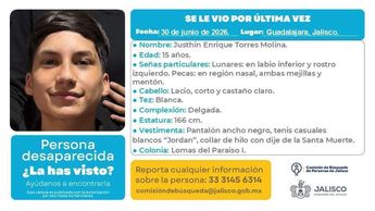 Ficha de búsqueda de Justhin Enrique | Comisión de búsqueda de personas de Jalisco