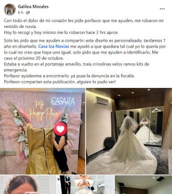 Galilea Morales publicó fotografías en redes de su vestido. | Especial