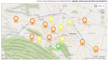 Al corte de las 9:00 horas fueron nueve estaciones de monitoreo ambiental con mala calidad del aire. | Cortesía