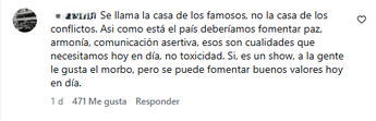 Comentario en desacuerdo con las estrategias de la producción