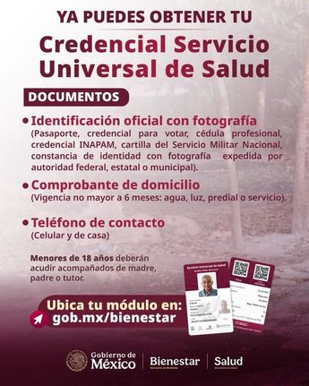 Documentos para credencial de Servicio de Salud Universal | X @bienestarmx