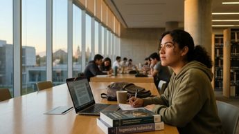 Esta joven representa a la nueva generación de universitarios que aprovechan las instalaciones de vanguardia | Imagen ilustrativa Gemini