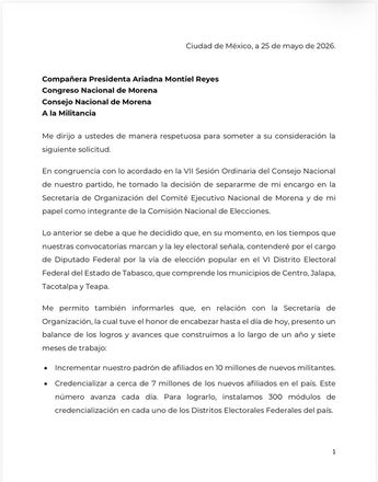 Comunicado de López Beltrán en sus redes sociales. | Instagram @andresmanuellopezbeltran_