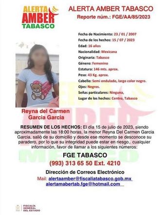 Alerta Amber emitida por las autoridades de Tabasco hace unos días. | Especial