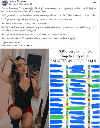 Así anunció Nahara Cárdenas la rifa de la cita con ella. | Especial