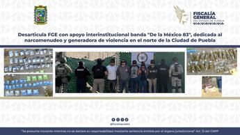 Imagenes del resultado del operativo con detenidos y objetos incautados / Fiscalía de Puebla
