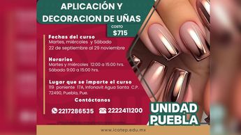 El curso de uñas del ICATEP se impartirá del 22 de septiembre de 2025 al 29 de noviembre | ICATEP