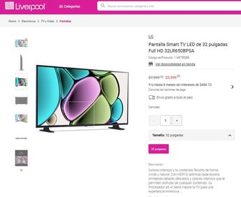Oferta disponible en la página web de Liverpool. | Cortesía