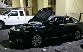 Así quedó el auto de la víctima / Vicente Torres Alfaro