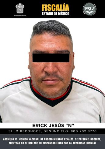 Erick Jesús 'N' fue detenido en Metepec, Toluca. | Fiscalía Edomex