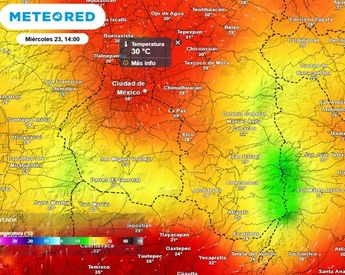 En la tarde del lunes la temperatura máxima oscilará entre 29 y 30 °C, sin descartar valores ligeramente superiores / Meteored