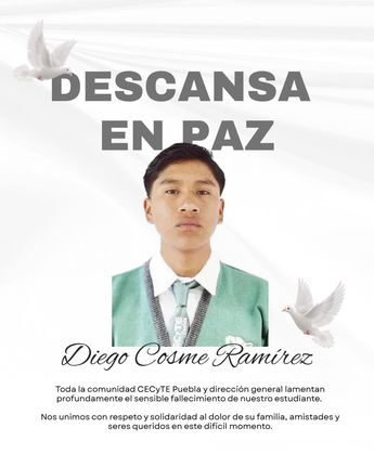 Esquela que el CECyTE dedicó a Diego Cosme Ramírez / CECyTE Puebla