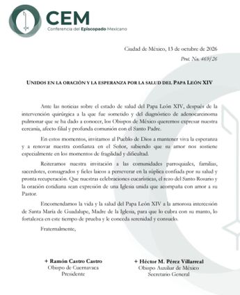 Comunicado de oración para el papa León XIV | Conferencia del Episcopado Mexicano